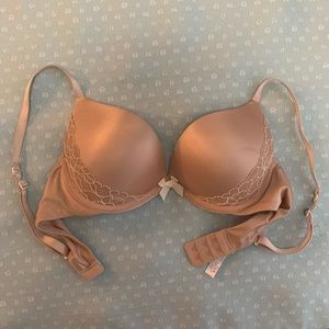 Nude Satin Lace Push-up Bra